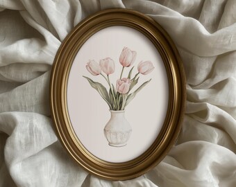 Lámina de tulipanes de primavera / Pintura floral en acuarela / Arte imprimible de Pascua en tonos pastel / Arte para guardería / Decoración botánica / Regalo para el Día de la Madre / P520
