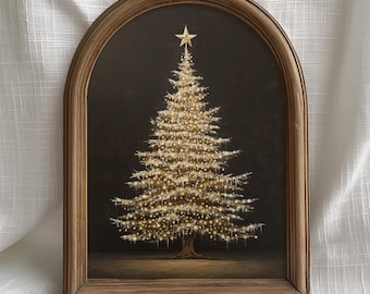 Vintage Christmas Tree Print | Moody Christmas Wall Art | Holiday Winter Decor | Festive Xmas Printable Wall Art | Dark Aesthetic | P389