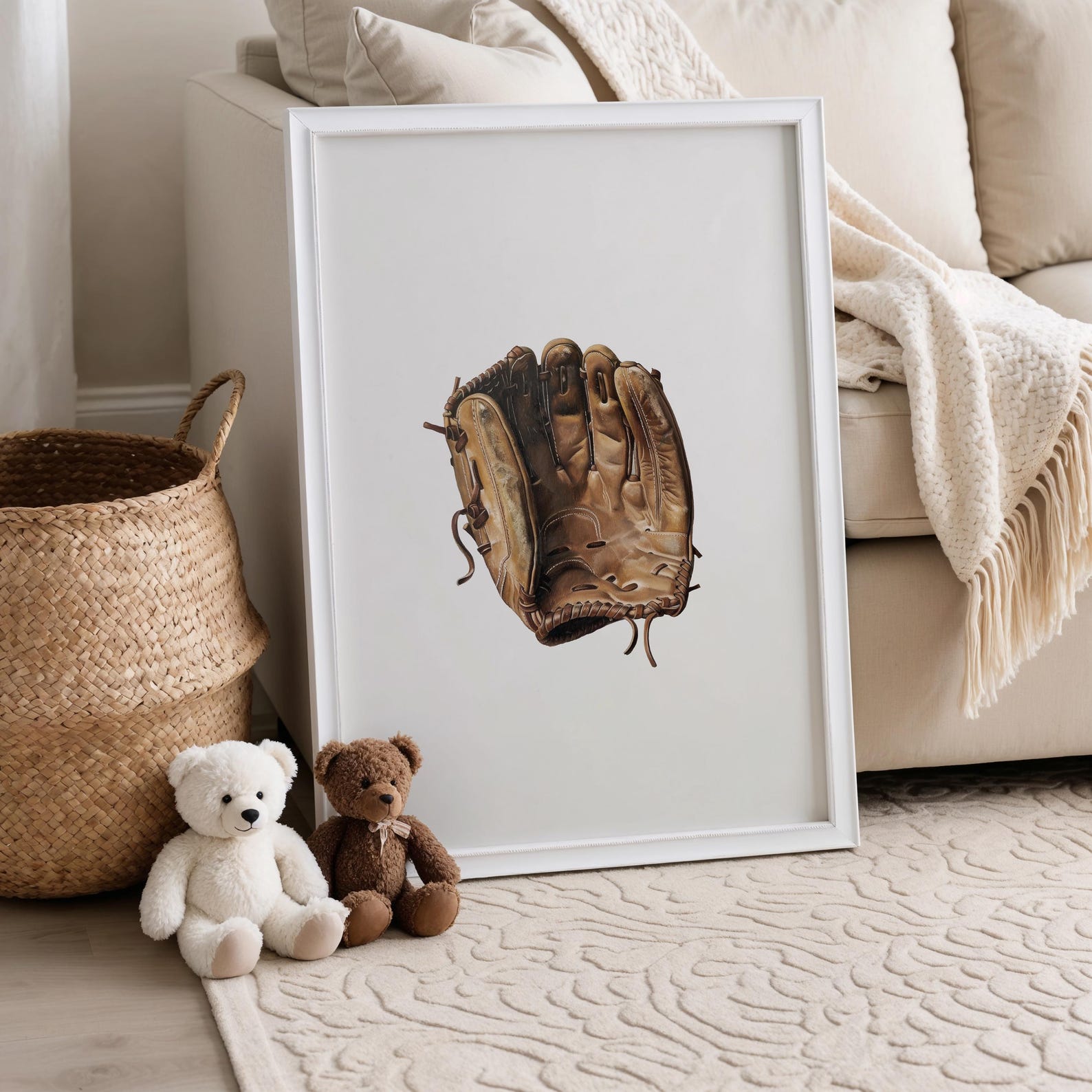 Baseball Set of Six Prints | Vintage Style Baseball Wall Art | Neutral ...