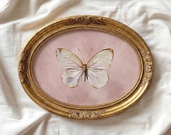 Roze vlinderprint: vintage stijl pastelcoquette kunst, afdrukbare meisjeskamer kinderkamerdecoratie (P904)