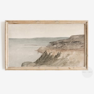 Coastal Ocean Frame TV Art | Vintage Seascape Oil Painting | Neutral Summer Screensaver | Minimalist Seaside Art | Beach House Decor | TV014