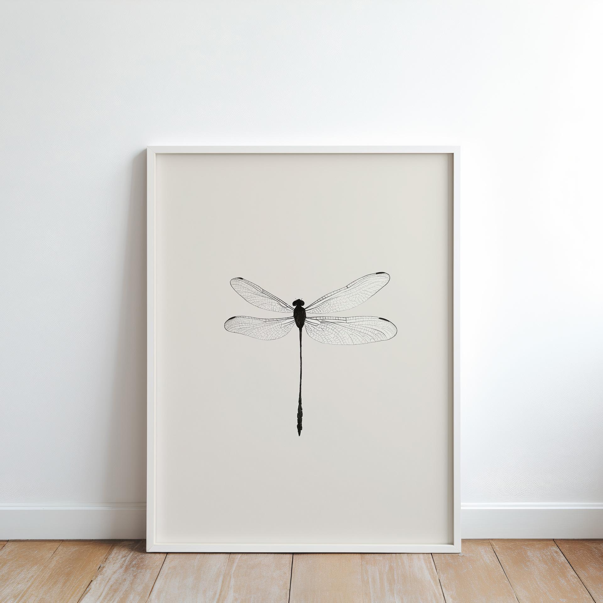 Dragonfly Sketch Print | Vintage Insect Wall Art | Printable Antique ...