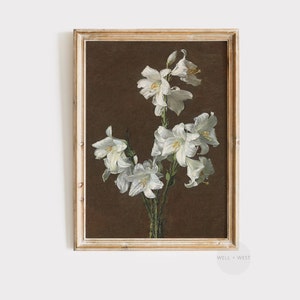 Dark Moody Floral Printable | Vintage Flower Oil Painting | Botanical Wall Art | Digital Printable Antique Art | P077