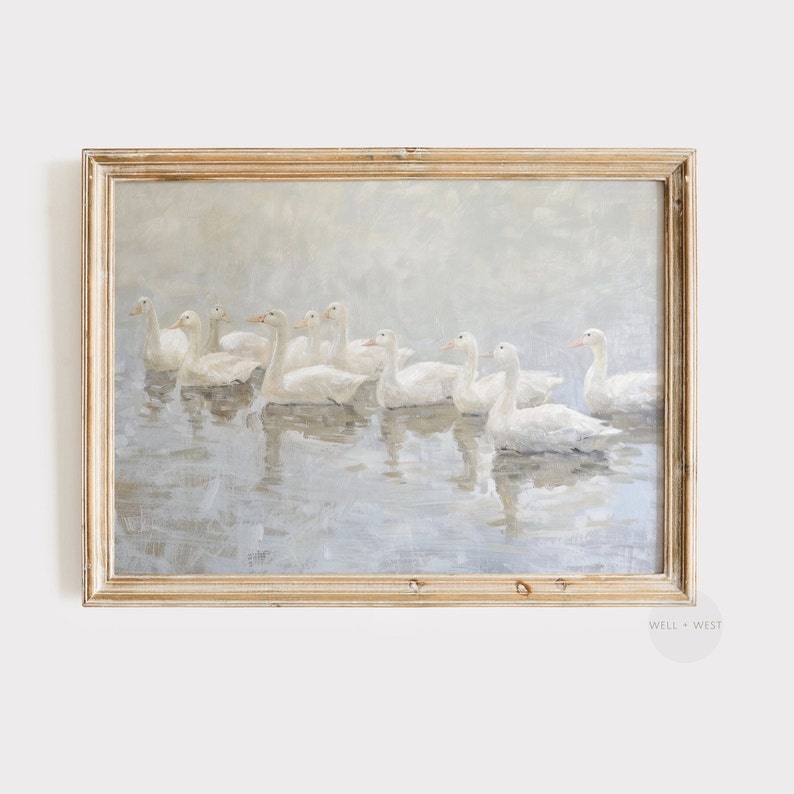 Abstract Goose Print | PRINTABLE Duck Wall Art | Vintage Style Pastel ...