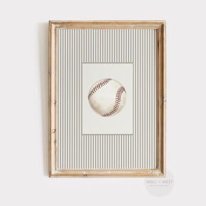 Baseball Print | Vintage Style Illustration | Boys Room Baseball Printable | Office Decor | Striped Nursery Art | Sport Lover Gift | P571