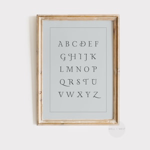 Vintage Alphabet Wall Art | Blue Nursery Print | Kids Playroom Decor | Letter Art Printable | ABC&#39;s Art | Baby Shower Gift Download | P209