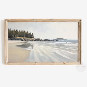 Beach Frame TV Art | Vintage Style Coastal Landscape Painting | Muted Seascape Digital Download | Beach House Decor Summer Art | TV402