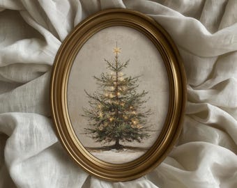 Vintage Style Christmas Tree Print: Rustic Fir Tree, Neutral Holiday Decor (Digital Download)