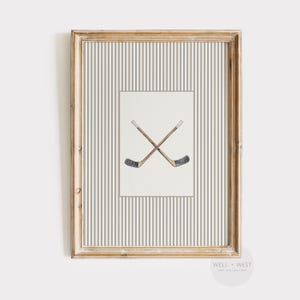 Hockey Stick Portrait Print | Vintage Style Art | Boys Room Nursery Art | Playroom Decor | Hockey Lover Gift | Sports Office Decor | P555.2