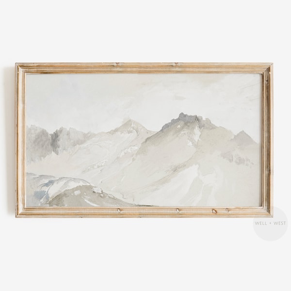 Samsung Frame TV Art Muted Mountain Landscape | Organic Modern Landscape Artwork | Digital Download TV027