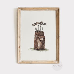 Sac de golf imprimé | Peinture de golf de style vintage | Art imprimable de la chambre des garçons | Décoration de bureau de sport | Art pour chambre de bébé de golf | Cadeau pour les amateurs de golf | P466