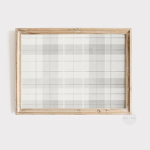 Grey Plaid Print | Neutral Pattern Printable Art | Vintage Nursery Decor | Farmhouse Cottagecore | Kids Room Decor | Fall Home Decor | P163