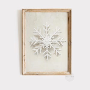 Beige Snowflake Print | Vintage Style Christmas Art | Holiday Seasonal Wall Art | Neutral Cottagecore Decor | Winter Printable | P370