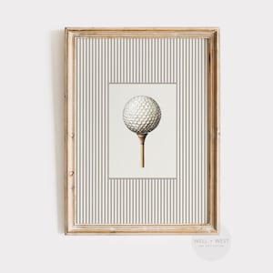 Impresión de pelota de golf / Pintura vintage de tee de golf / Imprimible para habitación de niño / Decoración deportiva de oficina / Arte infantil de golf / Regalo para amantes del golf / P559