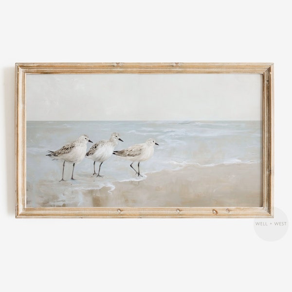 Samsung Frame TV Art | Vintage Coastal Bird Painting | Summer Beach Decor | Instant Digital Download | TV002