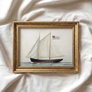 4.Juli Schiff Poster | Segelboot im Vintage-Stil | Unabhängigkeitstag Dekor | Vaterländische Flagge | Americana druckbare Kunst | P581
