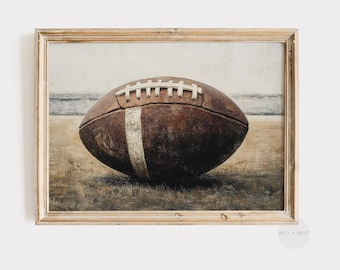 Football Print | Rustic Football Oil Painting | Vintage Aesthetic Sports Printable Art | Antique Football Wall Art | Boys Room Print | P319