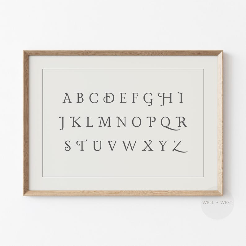 Beige Alphabet Wall Art | Horizontal Abc's Art | Vintage Style Nursery ...