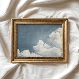 Wolken Print | Blauer Himmel Ölgemälde | Vintage Stil Landschaftsdruck | Minimalistisches Wohnzimmer Dekor | Himmel Wand Kunst | Kinderzimmer Printable | P099