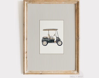 Golf Cart Vertical Print | Vintage Style Boys Room Art | Sports Office Decor | Golf Nursery Illustration | Country Club Wall Art | P577.2