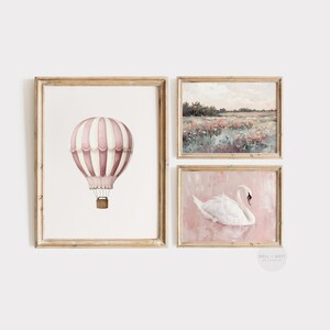 Swan Art Printable | White Swan Vintage Style Painting | Pastel Blush ...