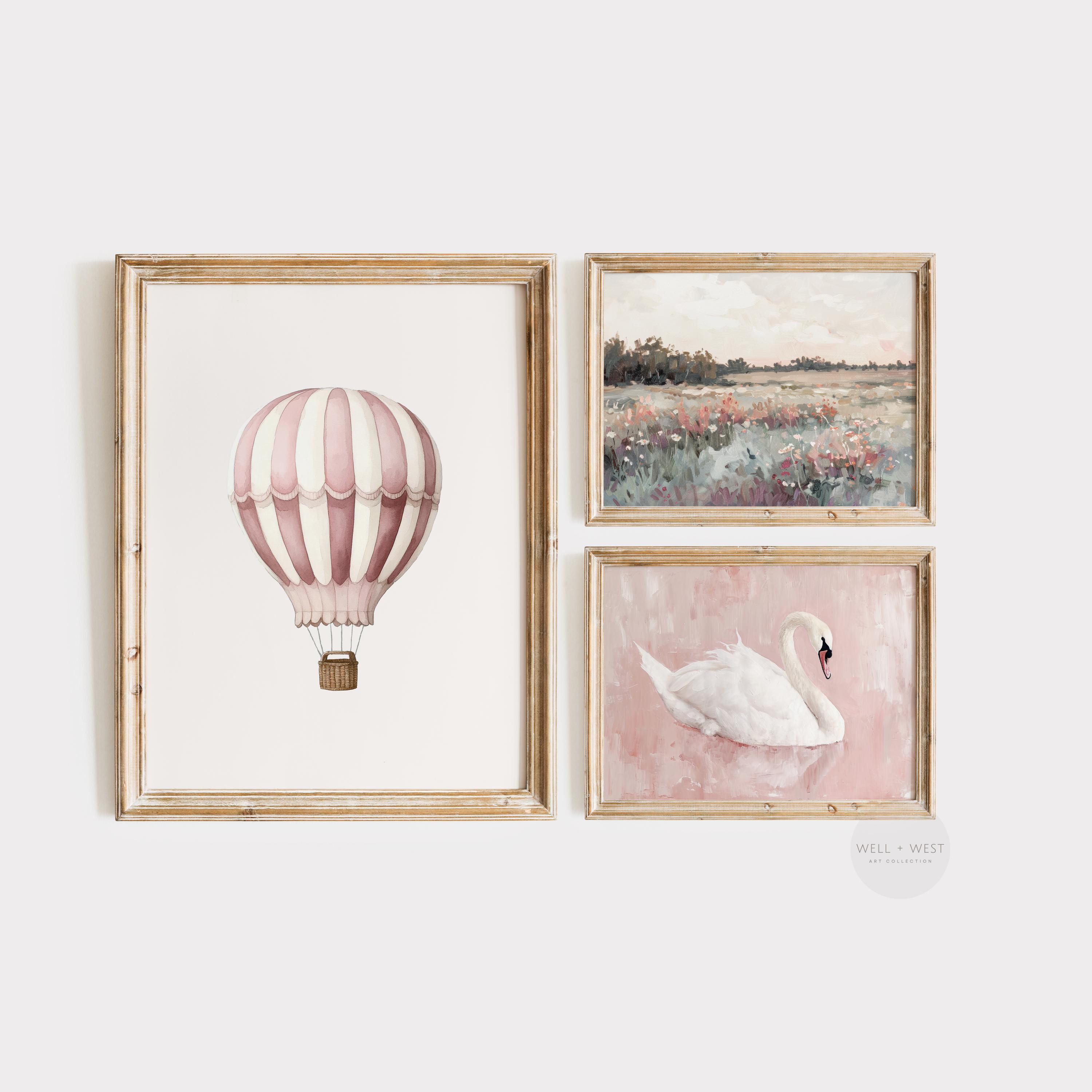 Swan Art Printable | White Swan Vintage Style Painting | Pastel Blush ...