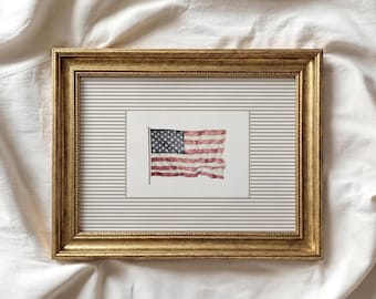American Flag Print | Vintage Style Stripes | Fourth of July Poster | Independence Day Decor | Patriotic Americana Printable Wall Art | P572