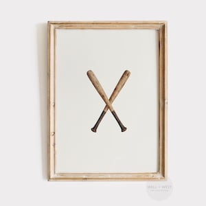 Baseball Bat Print | Vintage Style Baseball Art | Boys Room Printable Art | Sports Office Decor | Neutral Nursery | Sport Lover Gift | P646
