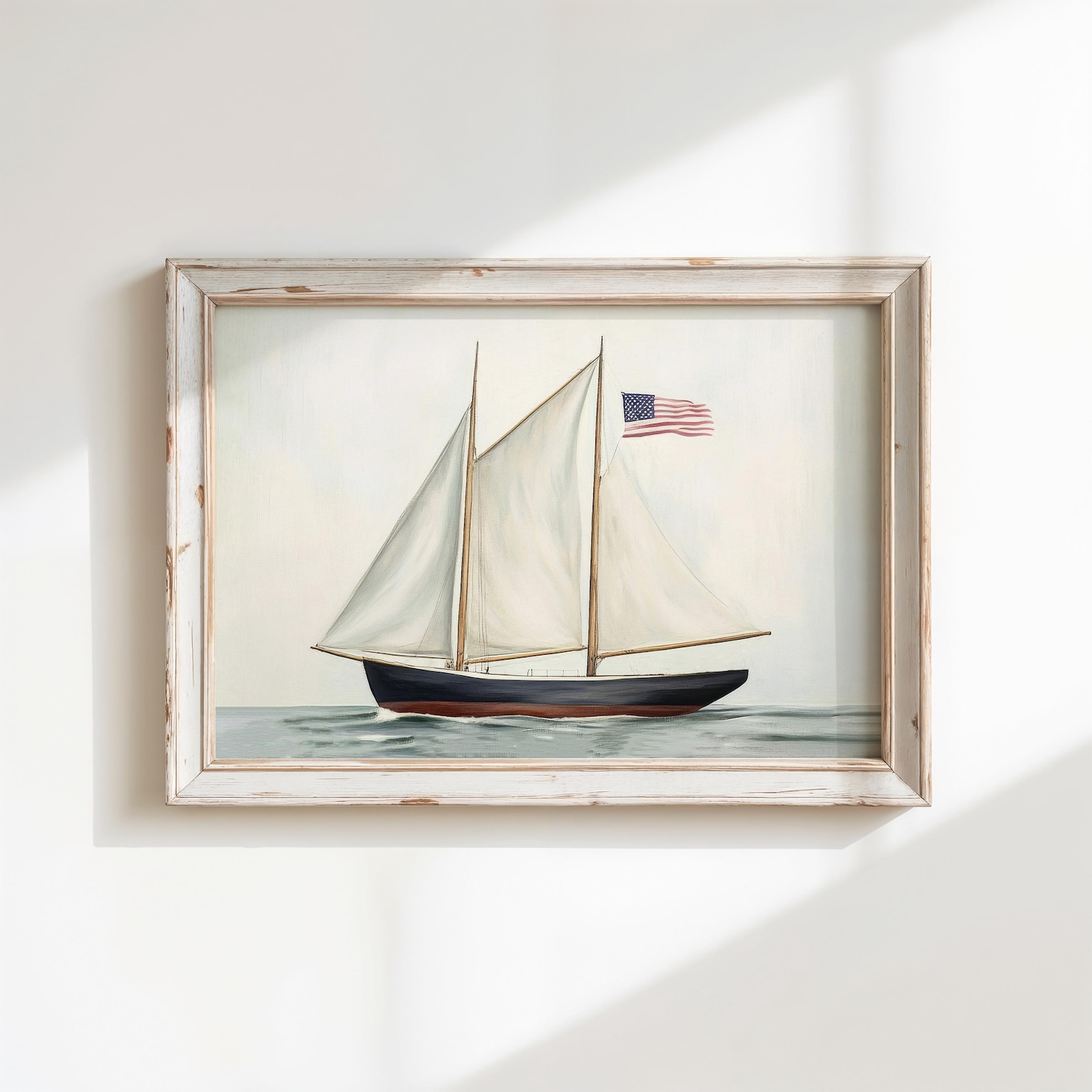 4th of July Ship Print | Vintage Style Sailboat Painting | Independence ...