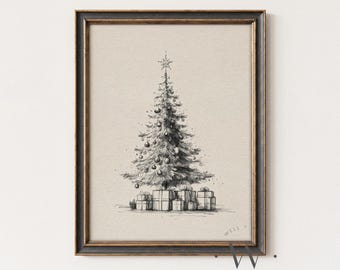 ヴィンテージ クリスマスツリー イラスト アンティーク ツリー