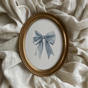 Light Blue Bow Print | Pastel Blue Printable Art | Nursery Room Decor | Aesthetic Office Art  | Trendy Coquette Print | Dorm Poster | P428