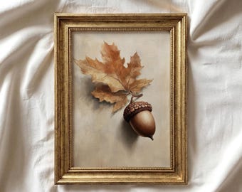 Autumn Acorn Print | Vintage Style Acorn Wall Art | Rustic Neutral Fall Art | Thanksgiving Decor | Minimalist Farmhouse PRINTABLE Art | P269