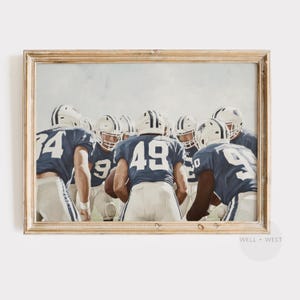 Football Players Print | Vintage Style Football Player Huddle | Boys Room Printable Art | Sports Office Decor | Football Nursery Art | P574