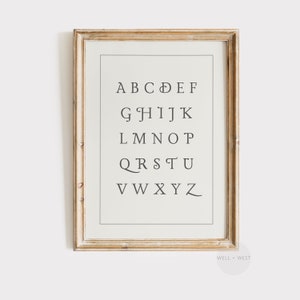 Vintage Alphabet Wall Art | Beige Nursery Print | Kids Playroom Decor | Gender Neutral Art | ABC&#39;s Art | Baby Shower Gift Download | P161