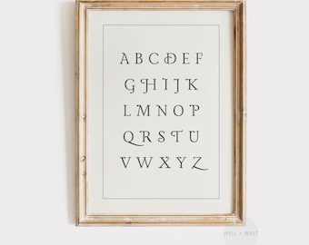 Vintage Alphabet Wall Art | Beige Nursery Print | Kids Playroom Decor | Gender Neutral Art | ABC's Art | Baby Shower Gift Download | P161