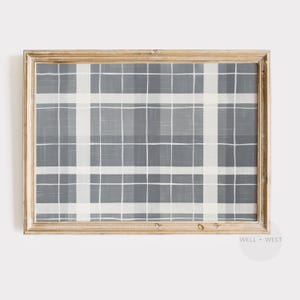 Blue Plaid Print | Muted Plaid Painting | Vintage Nursery Decor | Farmhouse Cottagecore | Neutral Kids Room Decor | Rustic Home Decor | P126