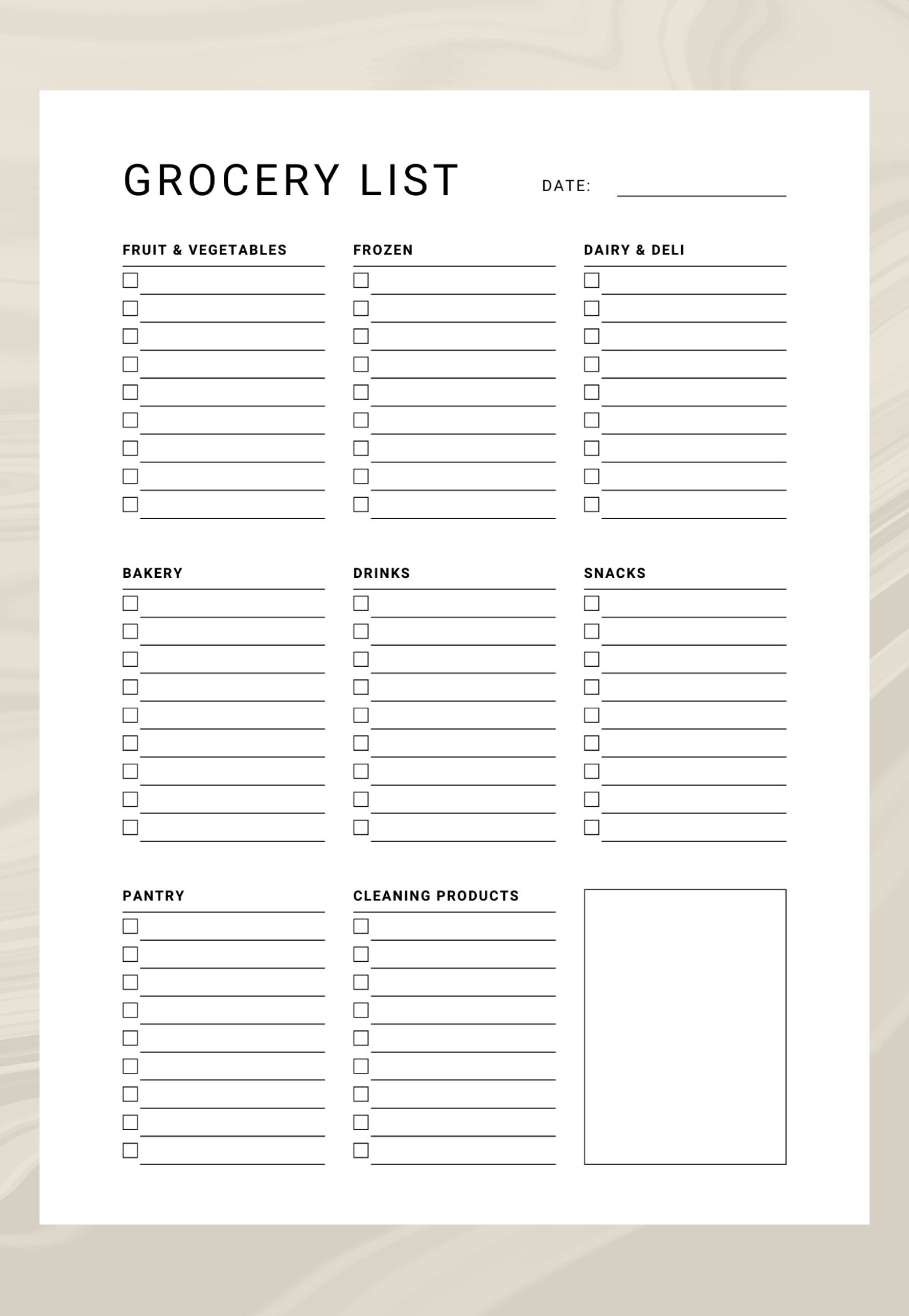 Grocery List Printable Template Grocery Planner Meal Prep Food Grocery List Printable Template Grocery Planner Meal Prep Food