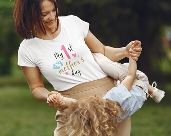 My First Mother's Day Shirt, New Mom Tee, First Time Mom Gift, Baby Footprint Shirt, Mother's Day T-Shirt