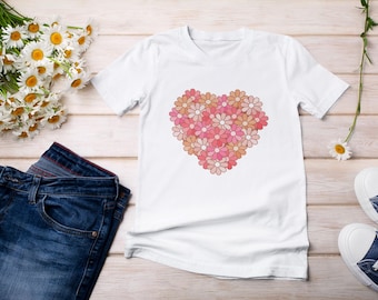Floral Heart T-shirt, Valentine's Day Gift