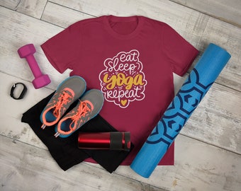 Eat Sleep Yoga Repeat T-shirt, Unisex Crewneck, Gym Tee