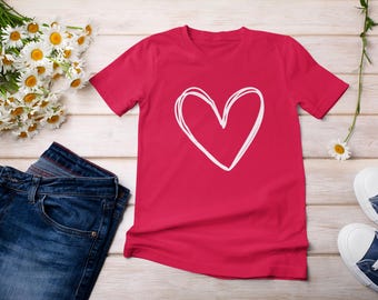 Heart Outline T-Shirt, Love Sweatshirt, Valentines Gift