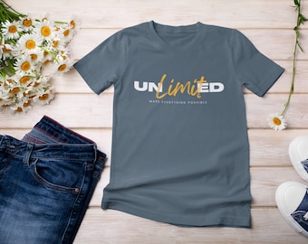 Unlimited Crewneck T-shirt, Motivational T-shirt, Graphic Tee