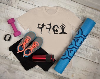Yoga Pose Crewneck T-shirt, Fitness Gym Tee