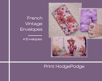 Kit imprimible de sobre y tarjeta estilo vintage francés (descarga digital)