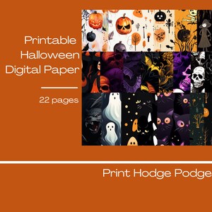 Halloween Digital Paper, printable, instant download, spooky