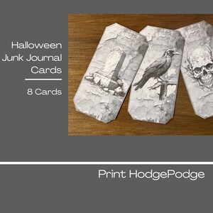Printable Digital Halloween Cards for journaling 8 cards, Junk Journaling, Scrapbooking, Crafting