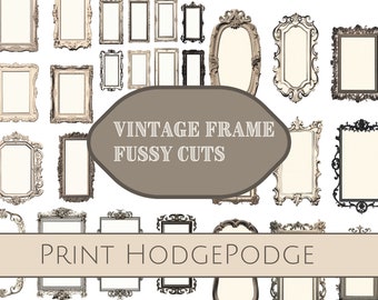 Vintage Frame Fussy Cuts, Printable Ephemera (Digital Download)