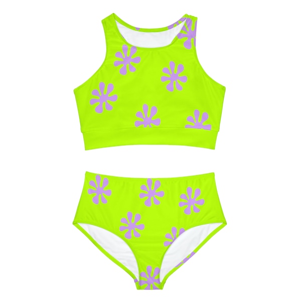 Sporty Bikini Set (AOP), 90s, Nickelodeon, Spongebob, Retro, Millennial, Bathing Suit, Swimwear, Funny