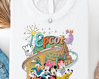 Disney Epcot Shirt, Vintage Epcot 1982 Tee, Mickey And Friends Family Trip Shirt, Disney World Tour 2025, Retro Disneyland Vacation Shirt
