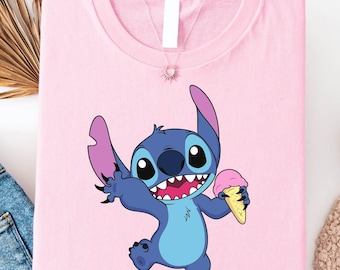 Stitch Ice Cream T-Shirt, Lilo And Stitch Summer Tee, Disney Vacation Shirt, Happy Stitch Birthday Sweatshirt, Stitch Graphic Sweater